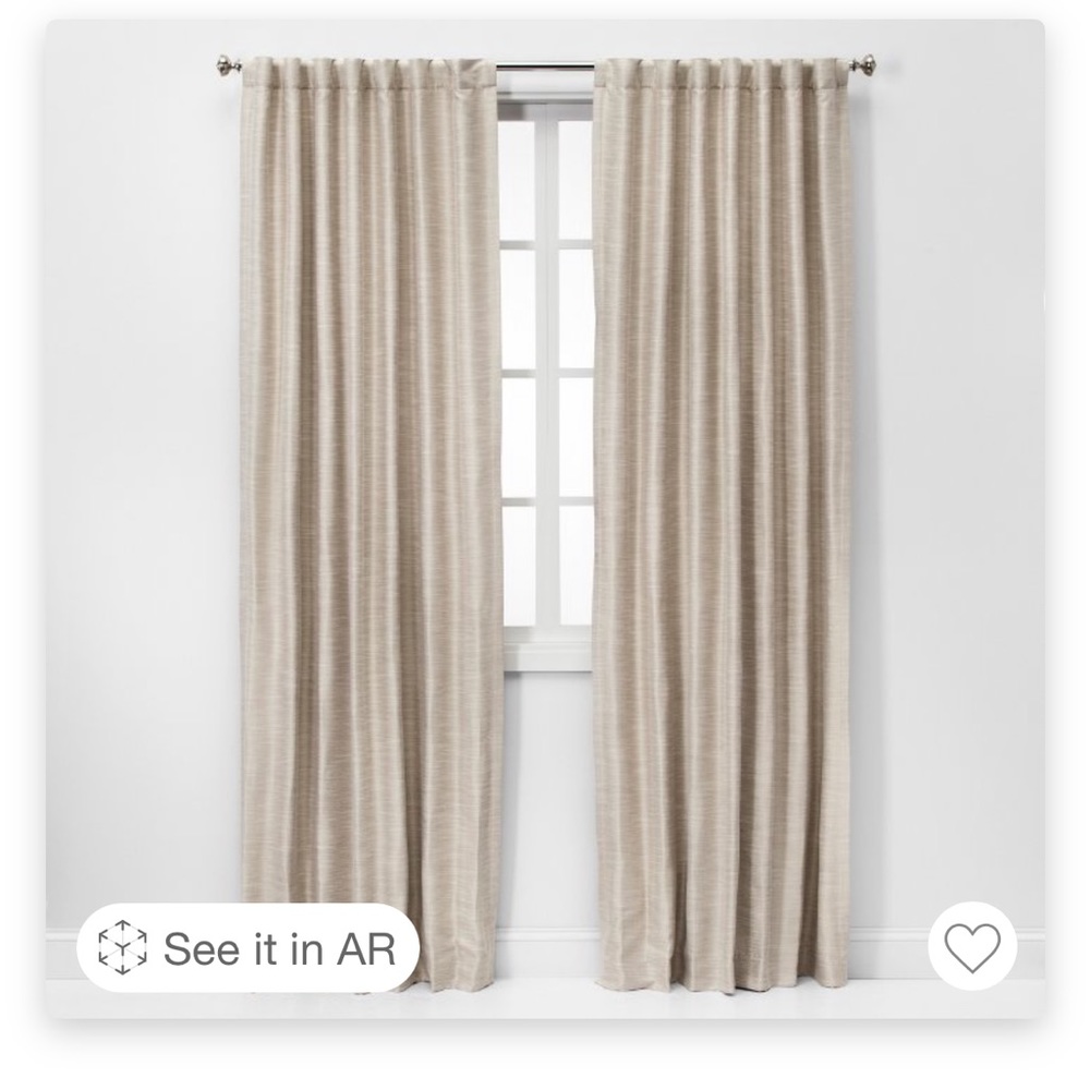 4 panels of 52x84” beige faux silk room darkening drapes